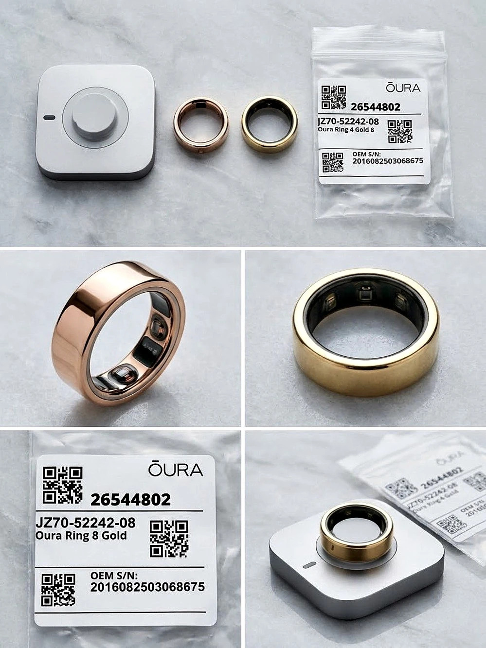 Oura Ring Gen4 Size 8 Bundle - Rose Gold (NEW) + Gold (USED) & Charger